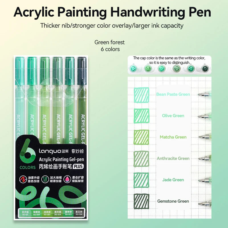 Languo 90 Colors Painting Acrylic Gel Pens Large Capacity Ink Pen for Drawing Diary Diy Coloring Doodling Painting Art Supplies
