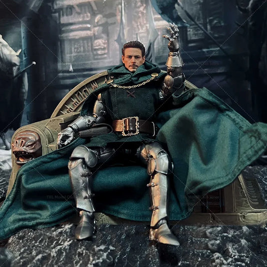In Stock 1/12 Scale Male Clothes Green Cloak Victor God Lord Doom Mechanical Armor For ml HB 6-inch Action Figure Soldier