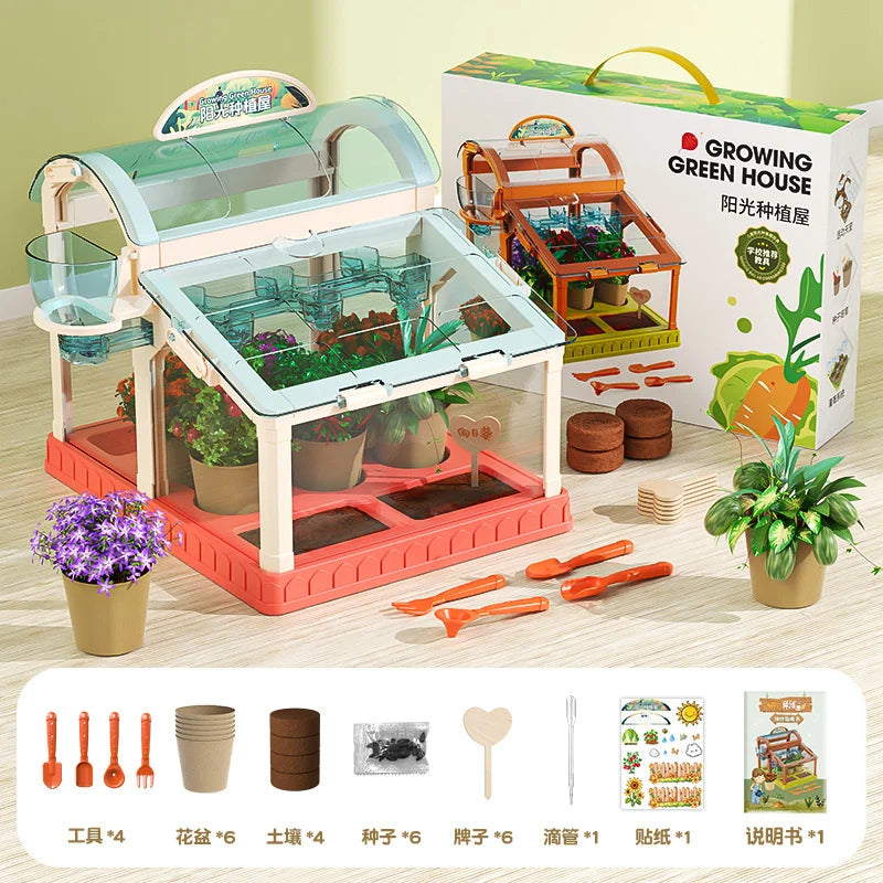 Kids Greenhouse Toy Plant Growing Kit With Tools Soil Observation Box STEM Education Science Experiment Kindergarten Home Garden