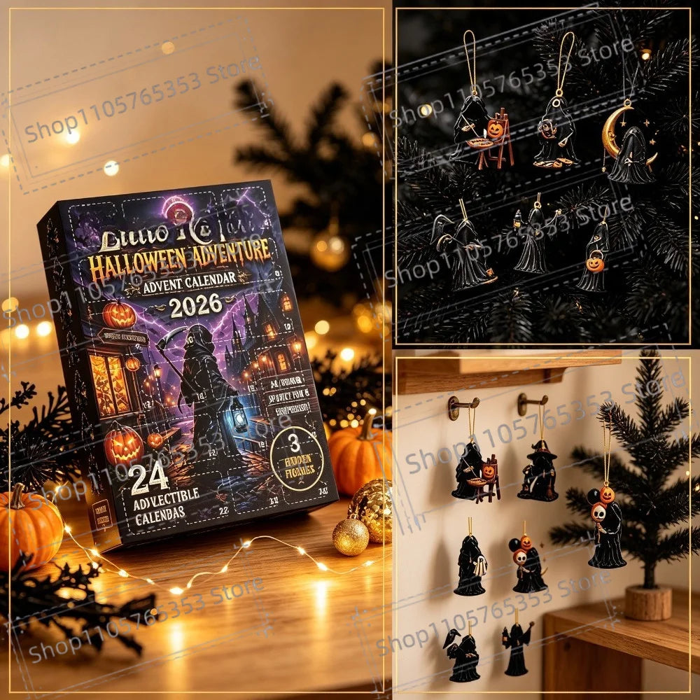2026 Halloween Advent Calendar,24 Days Spooky 2D Acrylic Countdown Box,Halloween Table Decor Holiday Surprise Gift Set