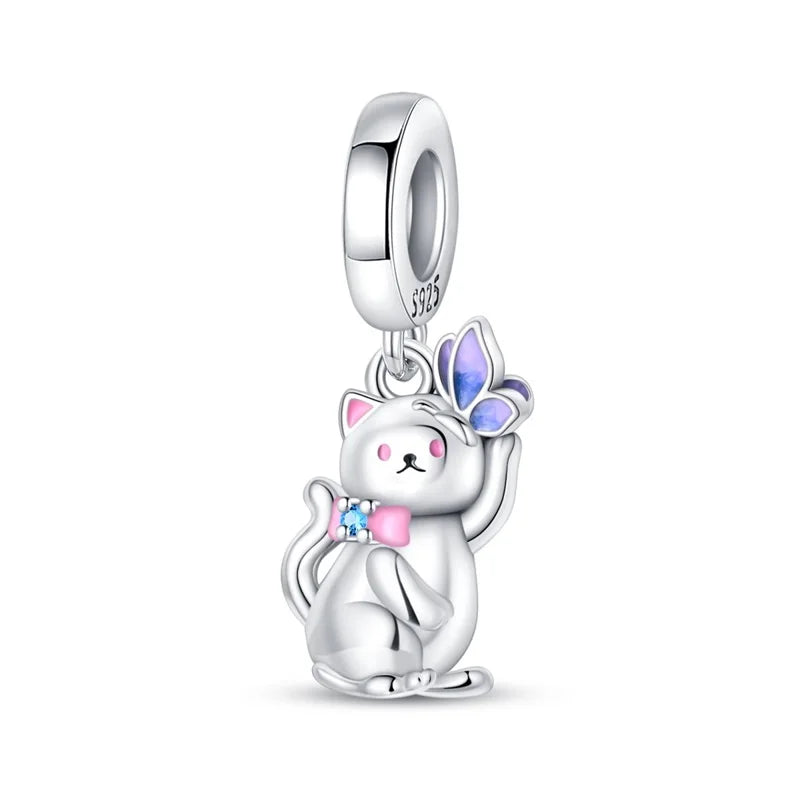 925 Silver elephant lion rhinoceros dinosaur Animal Charms Beads Fit 4MM hole diamet Bracelets Fine DIY Christmas Jewelry Gifts
