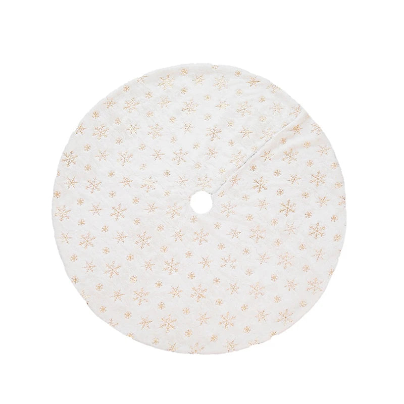 78/90/122cm Christmas Tree Skirt Faux Fur Carpet Snowflake White Plush Mat For Home Xmas New Year Decor Noel Apron Ornament
