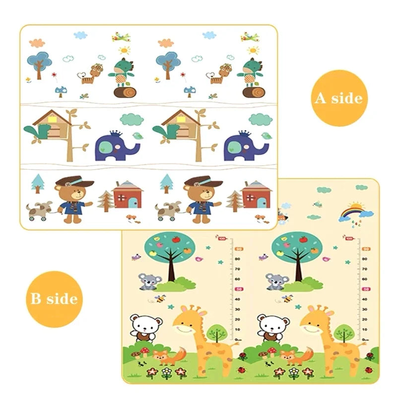Baby Play Mats Doubel Sided Animals Kids Rug Educational Toys for Children Soft Floor Toddler Crawling Carpet Game Activity Gym