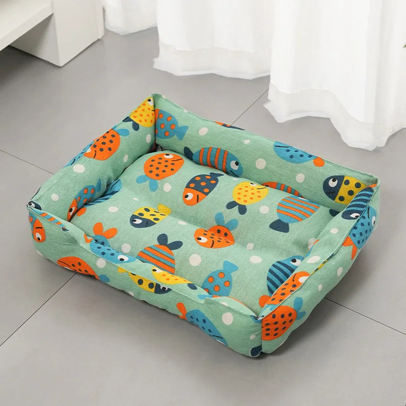 Pet Summer Mat Cute Dog Cooling Sofa Breathable Washable Four Seasons For Small Dog Bed Cushion Pet Cat Nest Mat Accessories