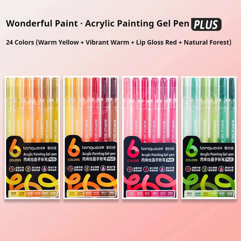 Languo 90 Colors Painting Acrylic Gel Pens Large Capacity Ink Pen for Drawing Diary Diy Coloring Doodling Painting Art Supplies