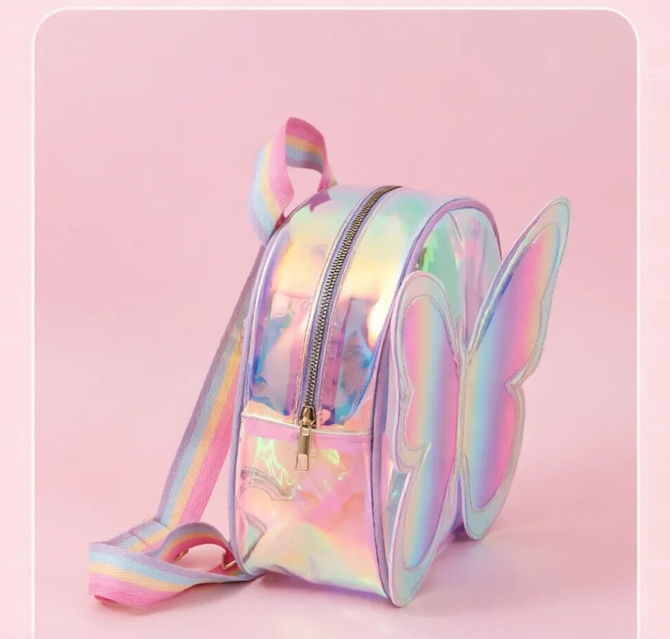 Girls Fashion Backpack Laser Butterfly Design Children's  Mochila for Kids