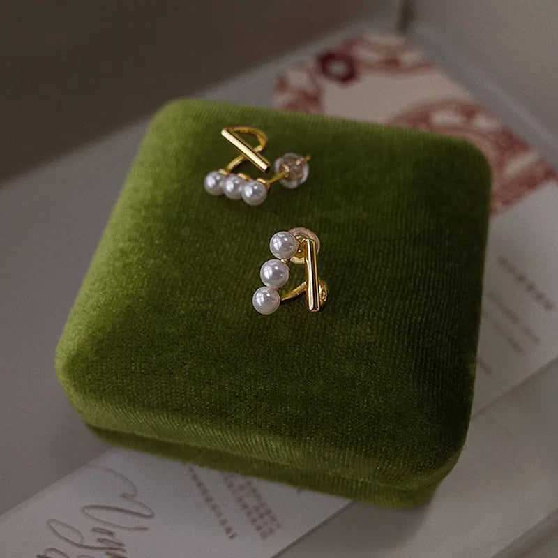 S925 Sterling Silver Luxury Imitation Natural Pearl Earrings for Women Versatile Ear Studs Fashion Jewelry Gifts Accessories