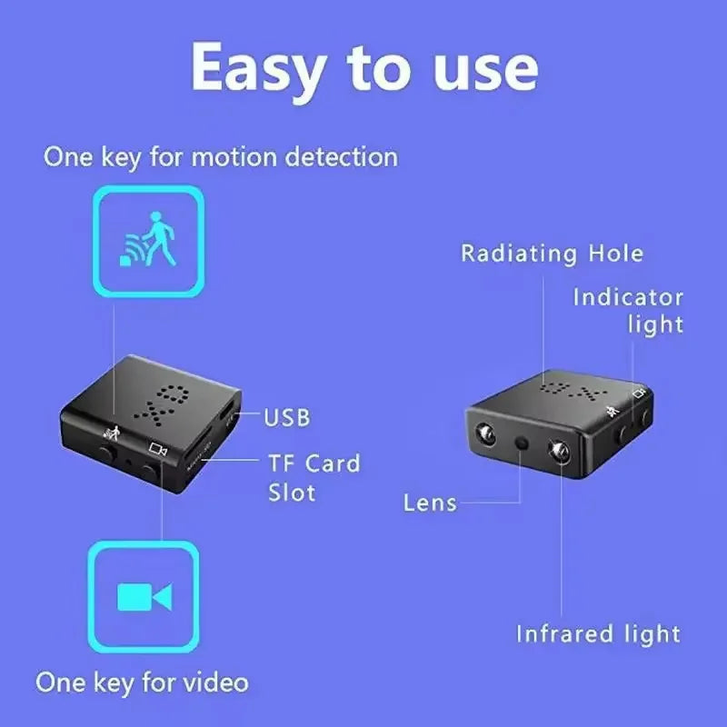 XD Mini Camera Full HD 1080P Surveillance Home Security Camcorder Night Vision Micro Cam Motion Detection Video Voice Recorder