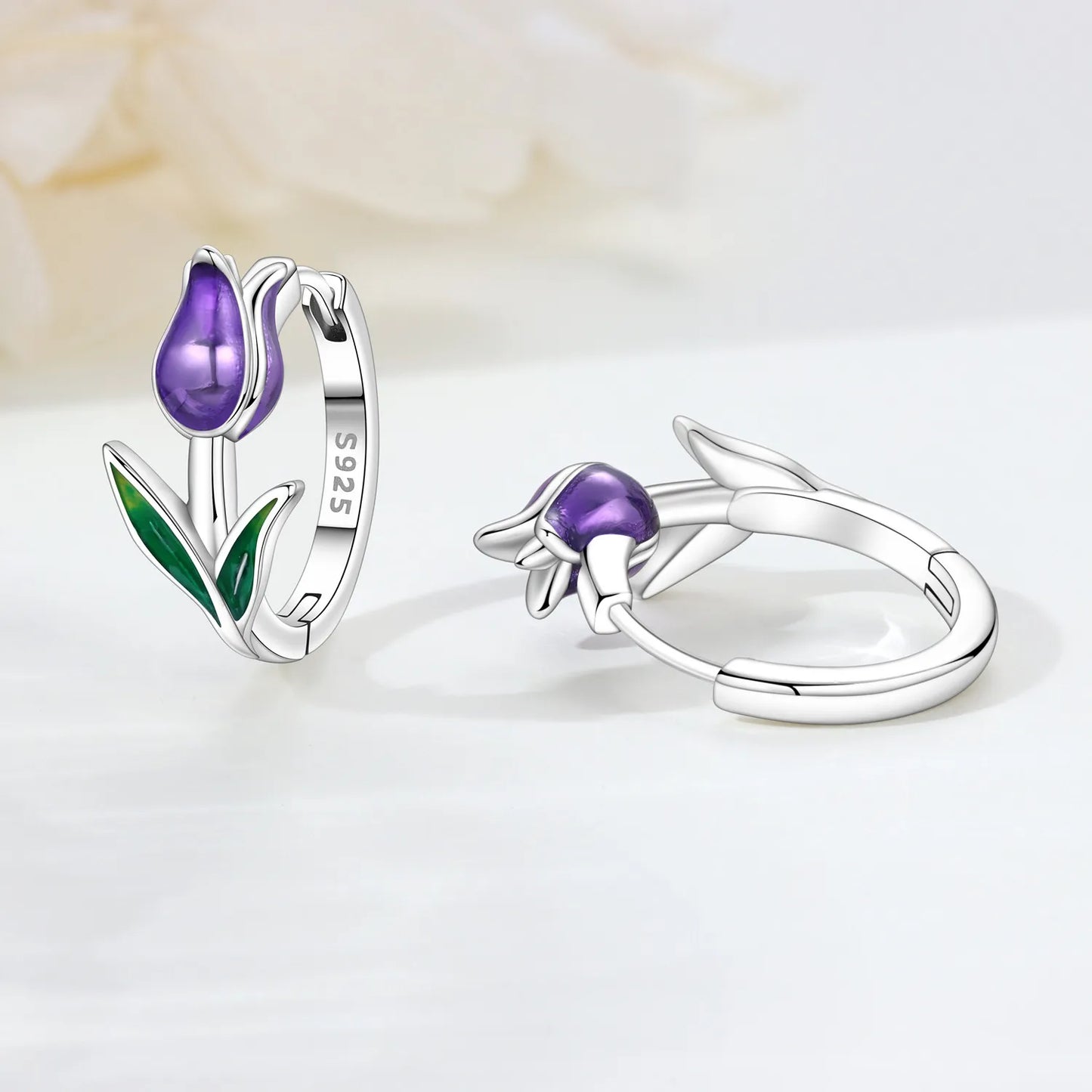 CYCUFF S925 Sterling Silver Purple Flower Series Earrings Hoop Earrings Women Jewelry Original Trendy Anniversary Gifts