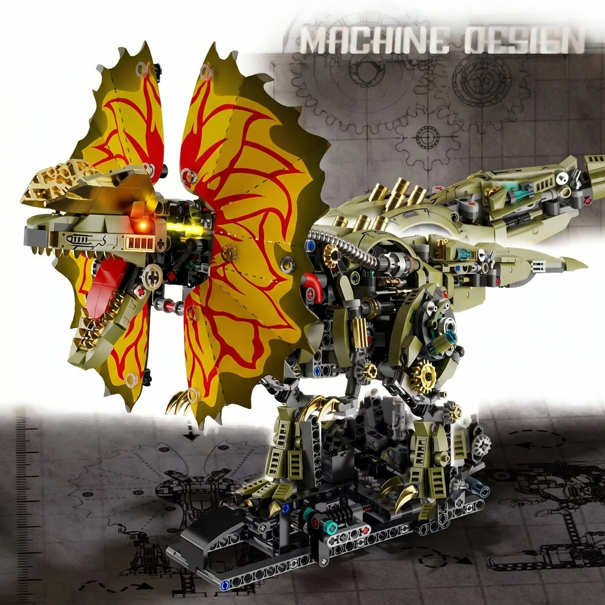 1277pcs Mechanical Dual-Crown Dragon Building Block NO.13101 Model Toy Assemble DIY Construction Dinosaur Educational Fun