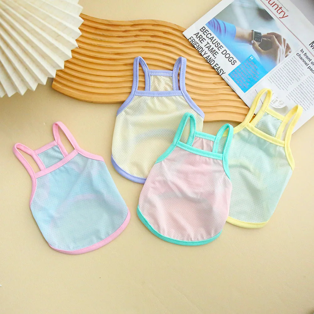 Pet Summer Breathable Ice Silk Cooling Strap Dog Cool and Comfortable Cool Clothes Solid Color Simple Dog Clothes