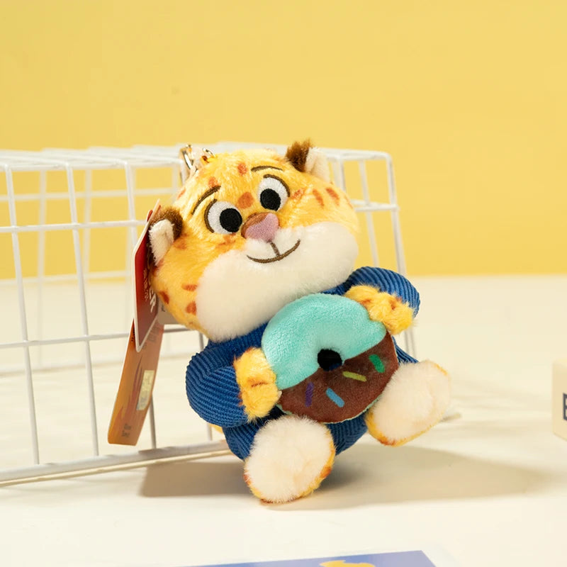 Disney Zootopia 2 Clawhauser Donut 12cm Mini Plush Keychain Kawaii Soft Bag Pendant Gift for Kids Fans