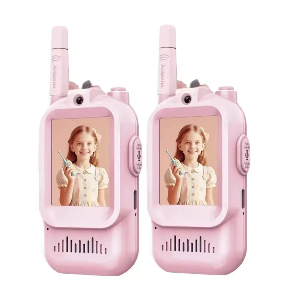 Video Walkie Talkies for Kids 2 Pack Rechargeable Intercom Walkie-talkie Cute 2 Inch Screen One-Click Call Child Video Intercom