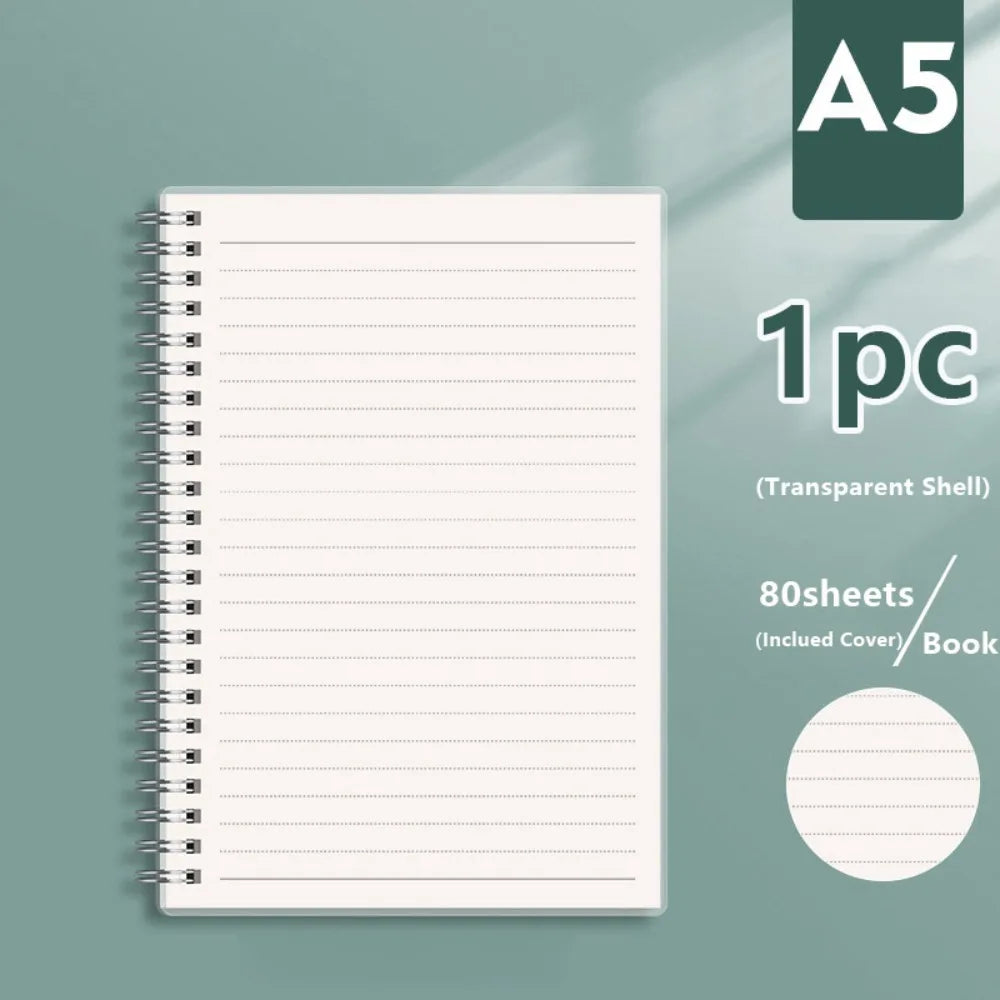 A4/A5/A6/B5 Coil Notebook Grids/Blank/Horizontal Line Flip Over Design Spiral Notepad Diary Book School Office Supplies