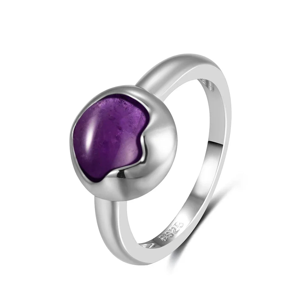 S925 Sterling Silver Vintage Ring With Natural Amethyst Two Stone Ring Waterdrop Shape Fine Jewelry Gifts for Women