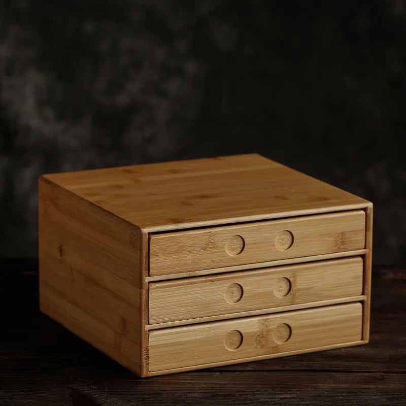 Bamboo Tea Box Puerh Tea Cake Box Simple Storage Organizer Multi-layer Tea Leaf Boxes Home Gift