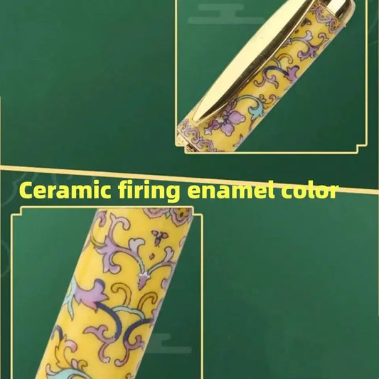 1Pc Fountain Pen, 0.5mm Nib, Built-In Converter, High-End Quality, Exquisite Craftsmanship, Ceramic Material Pen Body, Ceramic Enamel Color, Iridium Gold Pen Clip, Student Gift, Holiday Gift, Back-To-School Season, Birthday Gift, Christmas, Father's Day,