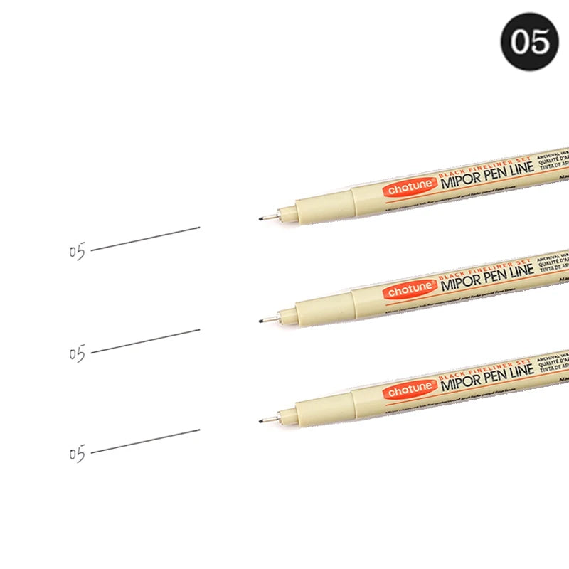 12 Tip Pigment Liner Micron Ink Marker Pen for Manga Draw Sketching Needle Pen Hook Line Pen Sketch Stationery Set Art Supplies