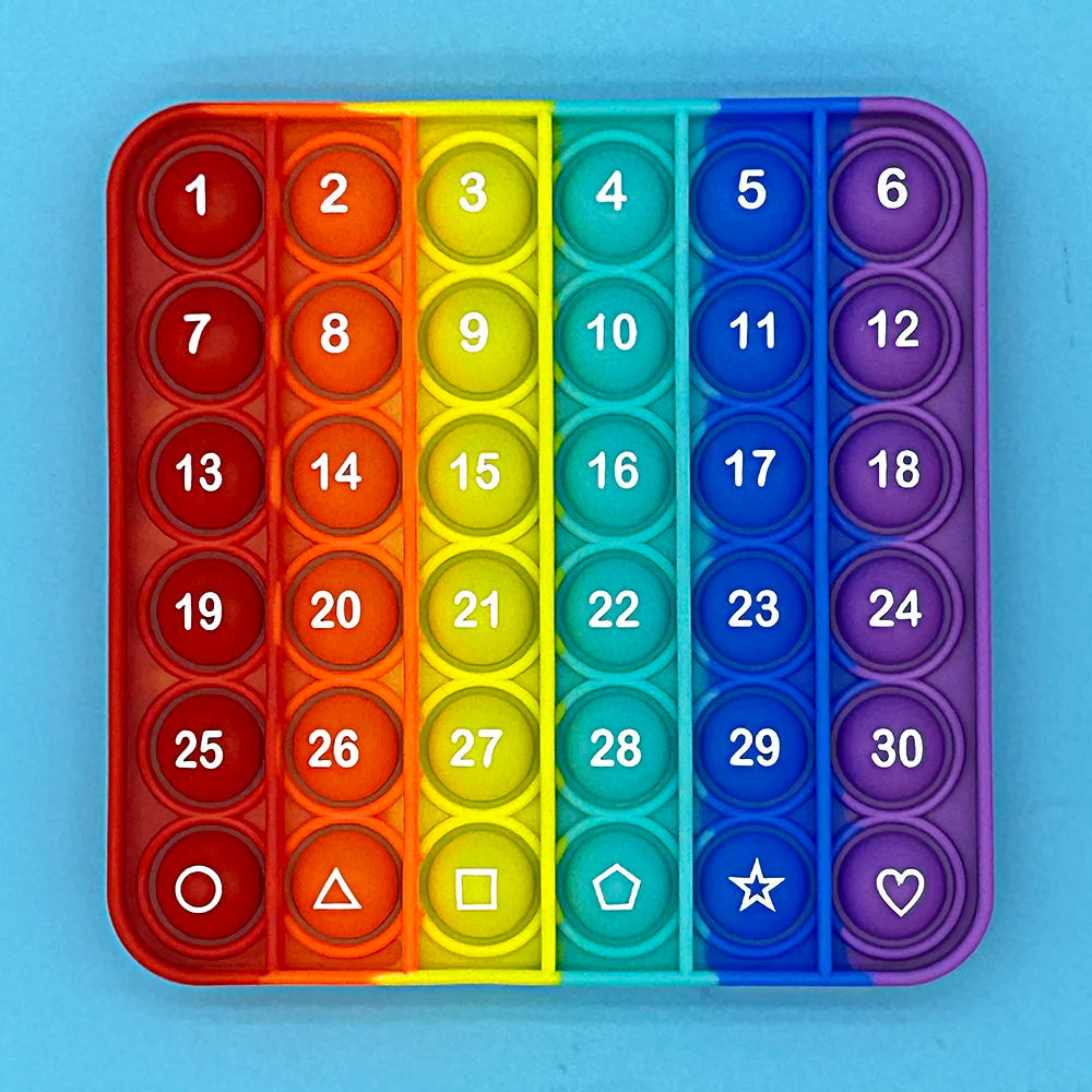 2pcs/pack Numbers Letters Alphabet Math Learning Fidget Toys Silicone Rainbow Square Circle Educational Toys for Kids