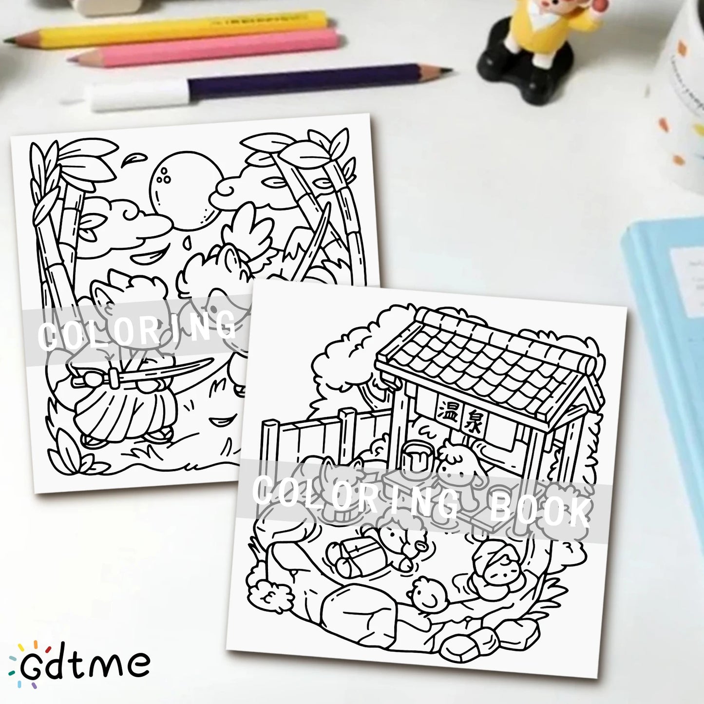Japan Moment Coloring Book for Adults Featuring Cartoon Bold-easy Patterns for Relaxation Kids DIY Painting Drawing Books