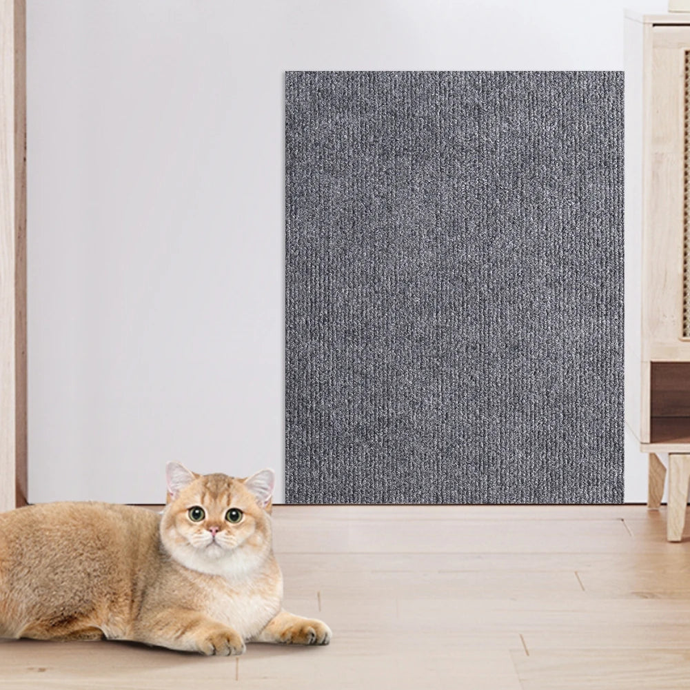 Cat Scratching Post Carpet Self-Adhesive Cat Scratcher Trimmable Cat Scratching Rug Furniture Sofa Couch Protector