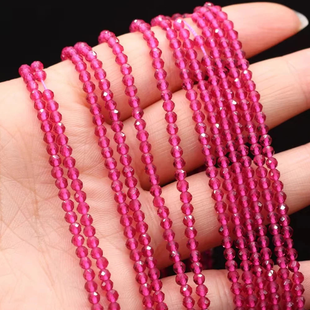 5 Strings Natural Spinel Stone Beads Faceted Round Crystal Spacer Glass Beads Bracelet DIY Jewelry Making Bracelet Necklace