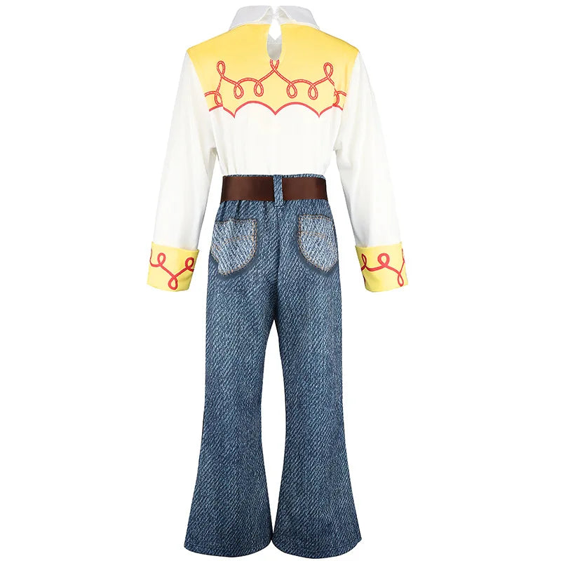 2026 Girls Jessie Cowgirl Costume Long Sleeve shirt Cow Print Flared Pants Kids Cosplay Outfit Halloween Carnival Casual Wear