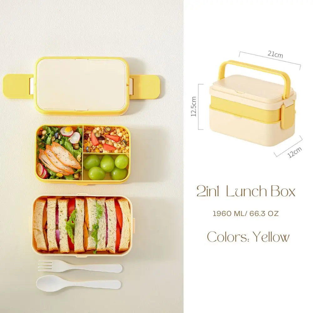 2 Layer / Single Bento Box with Handle,Large Capacity Leak-proof Lunch Box,Snack Food Storage Containers for Kids,Microwave Safe