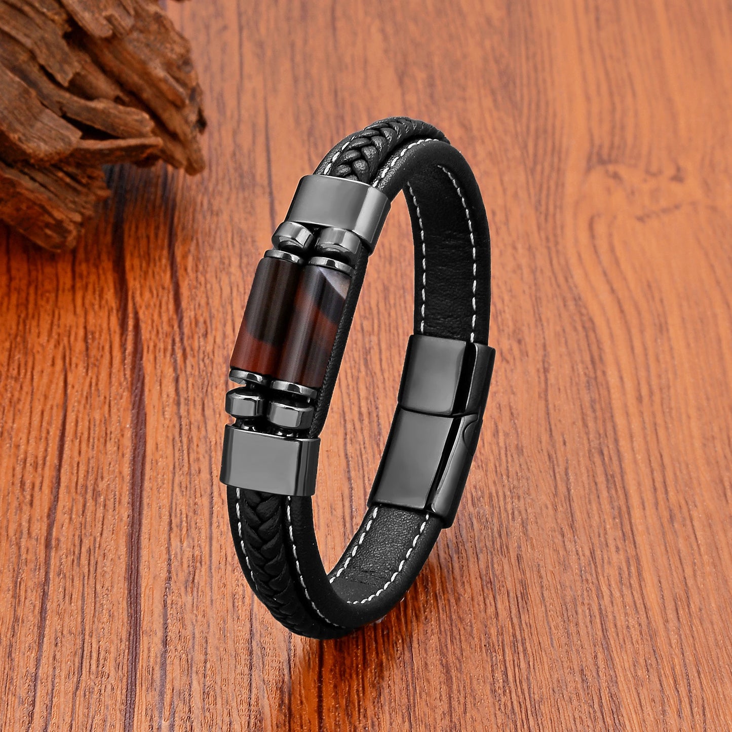 Natural Tiger Eye Agates Crystal Beads Handmade Bracelets Bohemia Style Men Women Leather Bangles 2023 Fashion Jewelry Gifts