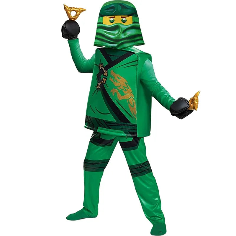 New Arrival Guy Boy Hidden Warrior Kai Outfit Fancy Dress Up Kids Ninja Lloyd Halloween Costume