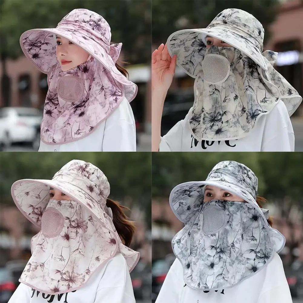 2025 New Wide Brim Sun Hat Face & Cooling Gel Band For Outdoor Wide Brim UV Protection Mesh Sunscreen Hat
