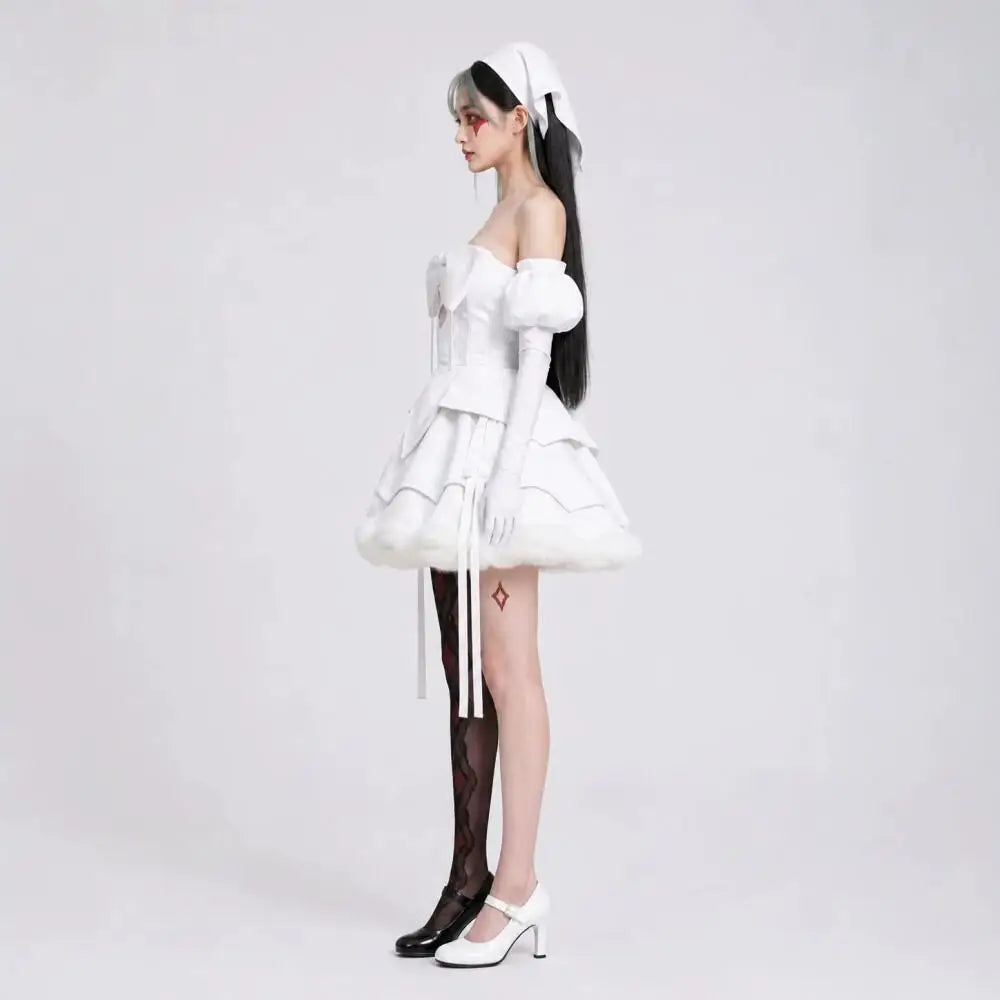 Alien Stage Zombie Stage Mizi  Sua Cosplay Costume White Dress Full Set Adult Women Halloween Comic Con Anime Role Play Outfit