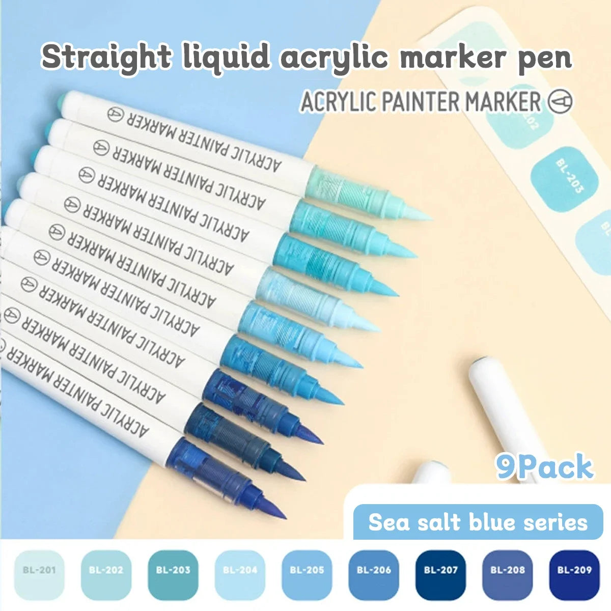 9pcs/Box MIX Color Acrylic Markers Set Kids Gift Art Rock Painting Pens Graffiti For Stone Glass Book Shoes DIY Craft Supplies