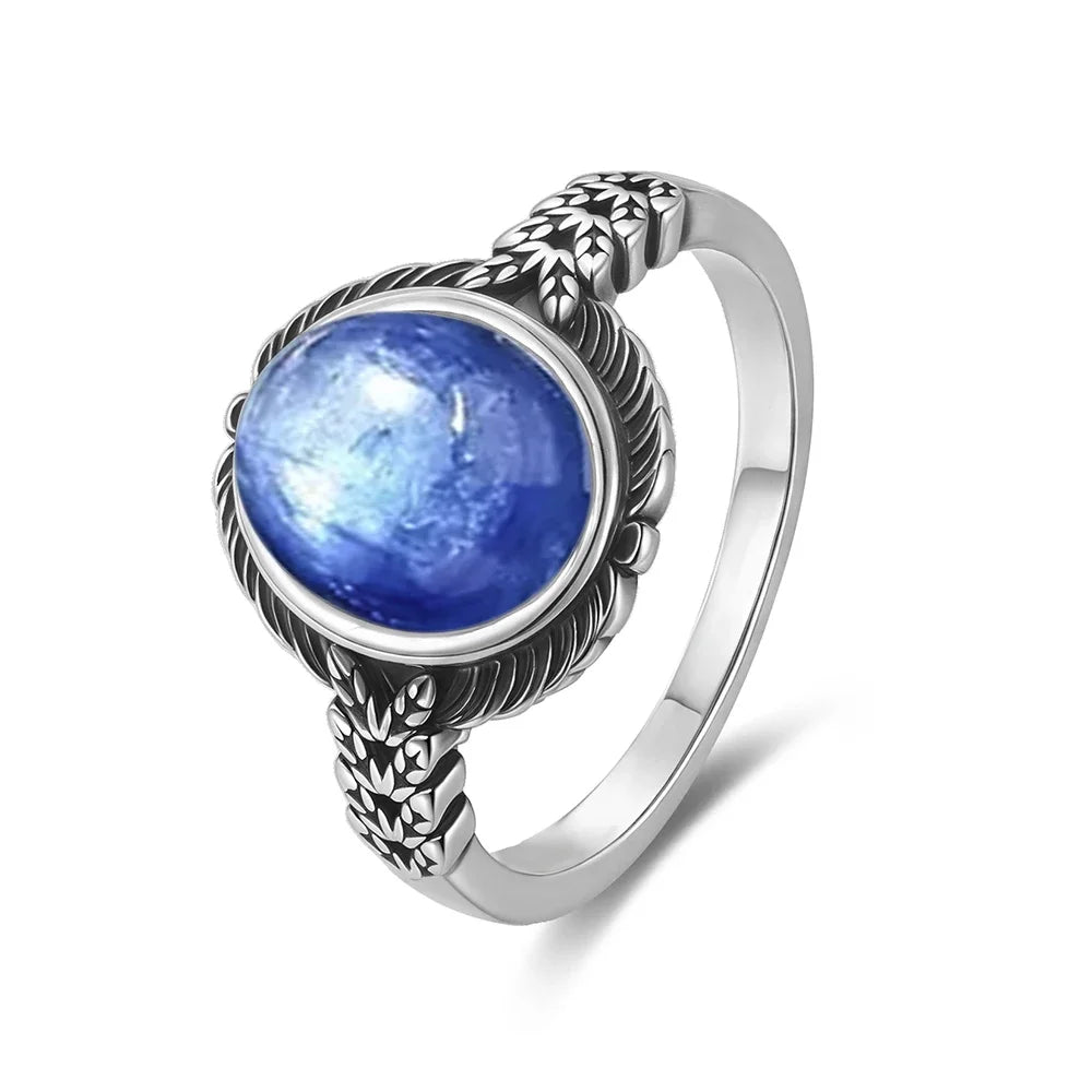 Vintage S925 Sterling Silver Natural Blakc Onyx Ring Oval 8*10MM Simple Black Twists Ring Party Gifts Fine Jewelry For Women Men