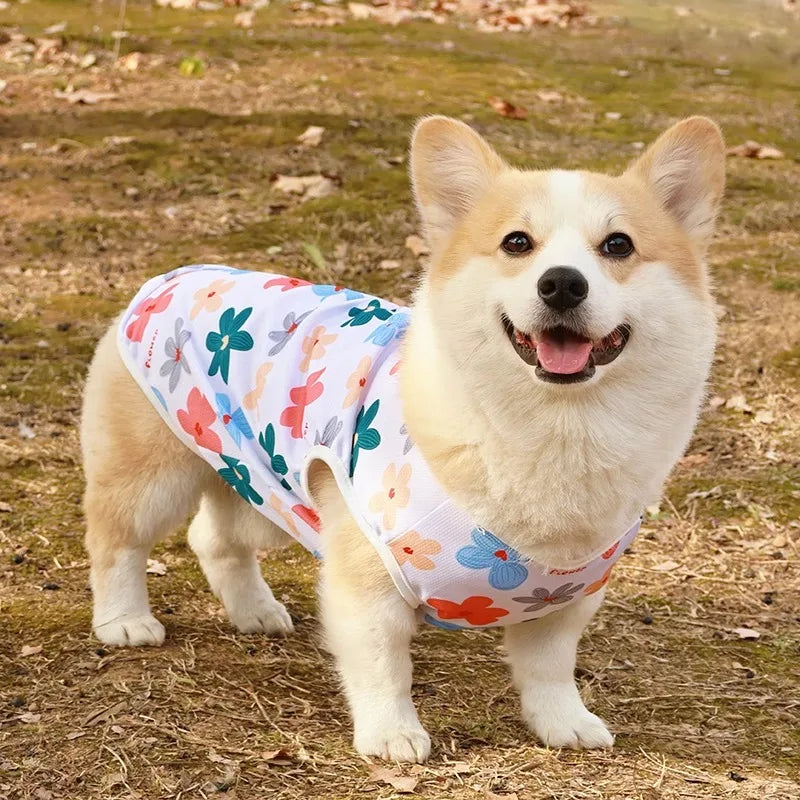 Cooling Summer Pet Dog Vest Cartoon Soft Cat Clothing Summer Casual Shirts Small Medium Large Dogs Puppy French Bulldog Clothes
