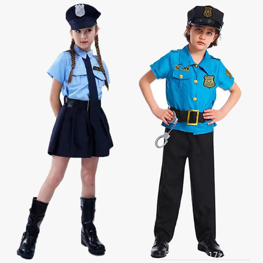 2025NEW Police Cosplay For Boys Girls Halloween Costumes Police Woman Fancy Role Play Kids Performance Show