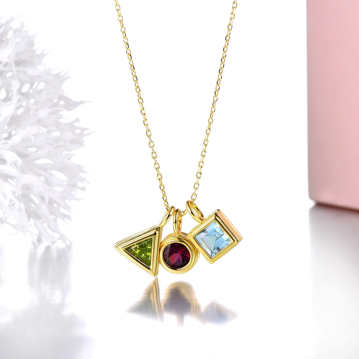 Natural Topaz Peridot Rhodolite Garnet Silver Yellow Gold Plated Pendant Women Special Unique Style Jewelry S925 Party Gifts