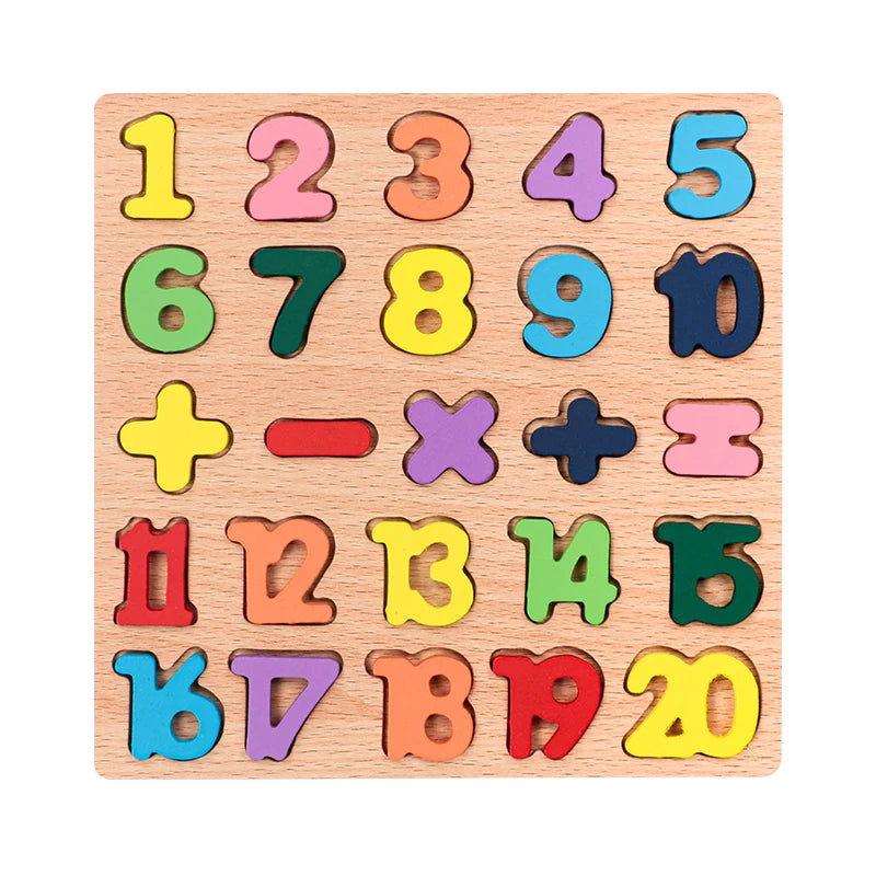 Colorful Alphabet Number Wooden Puzzles Kids Intelligent Matching Game Preschool Children Early Educational Toys