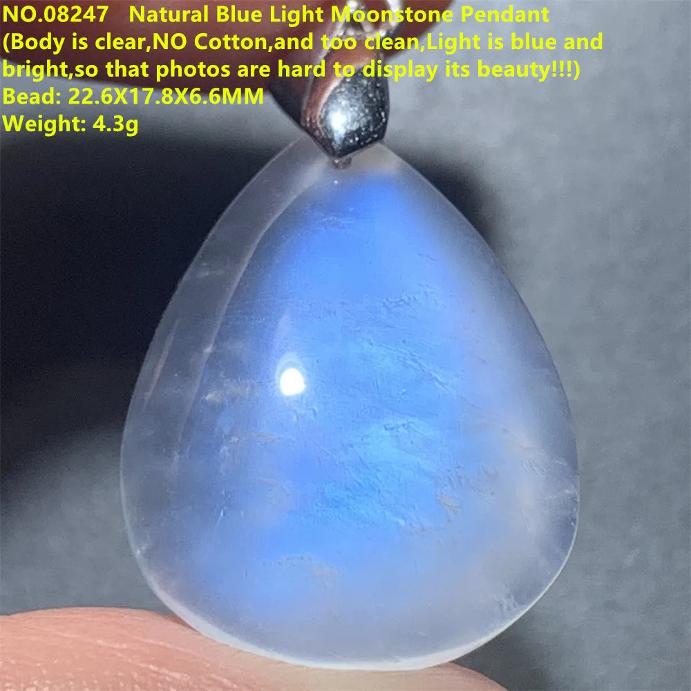 Natural Colorful Moonstone Pendants Necklaces Unusual Women Big Orange Blue Light Rainbow Moon Stones Bead Gemstone Jewelry S925
