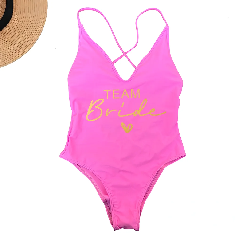 Sexy Padded One Piece Swimsuit Women Team Bride Swimwear Bikini Summer Bathing Suit Plus Size Beachwear Bachelorette Party Lady