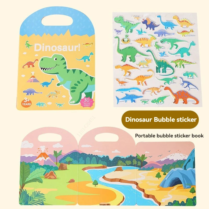 Reusable Sticker Book for Kids Vehicles Stickers Educational Learning Travel Stickers Activity Books for Toddler Girls Boy