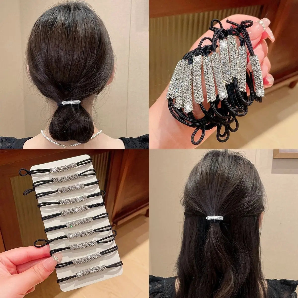 Rhinestone Hair Tie High Elasticity Hair Rope Women'S Hair Accessories Suitable For Ladies Girls