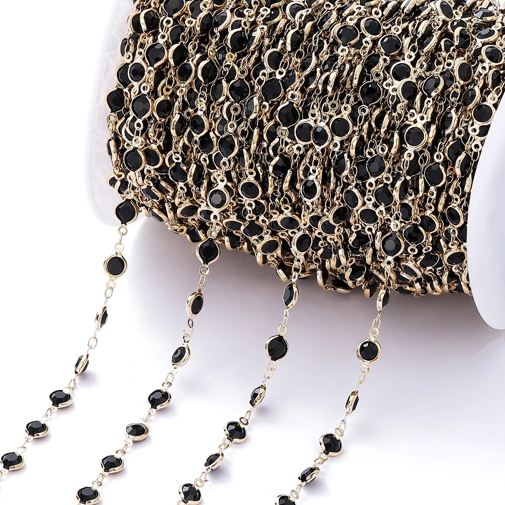 1M Crystal Zircon Stone Chain Colorful Glass Beads Chains For DIY Necklace Bracelet Jewelry Making Supplies Findings
