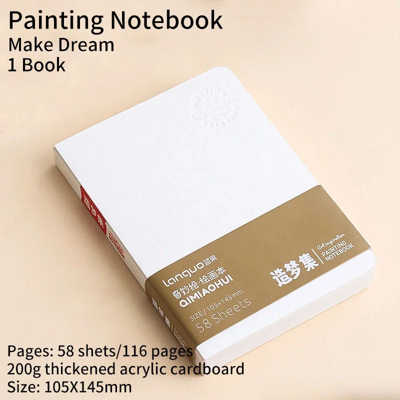 Languo 58 Sheets Drawing Notebook Thick Paper Sketchbook Portable Watercolor Book Gouache Notepad Art Supplies Stationery