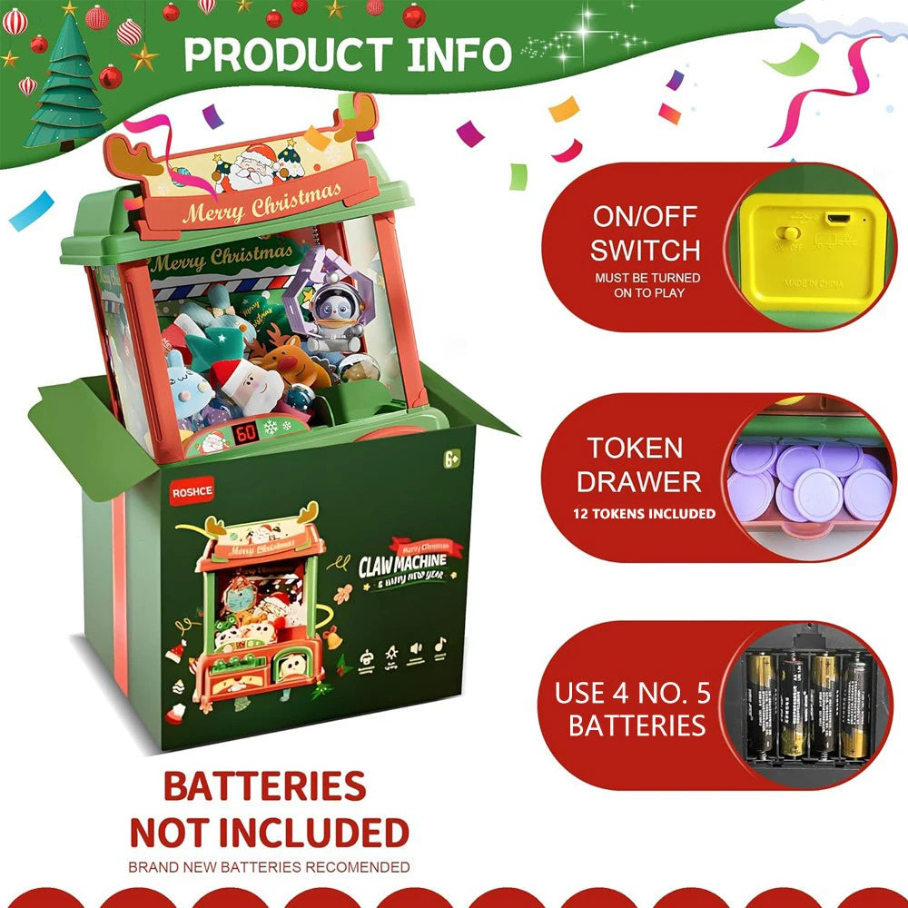 Christmas Claw Machine For Kids Mini Vending Machines Candy Toy Arcade Game Machine With Light Sound Christmas Birthday Gift