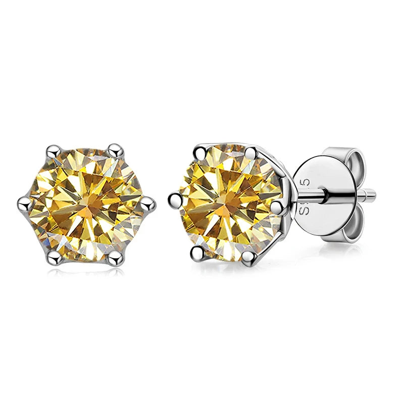 JoyceJelly 1/2/4CT VVS D Color Moissanite Russian Cut 8H8A Lab Diamond Stud Earrings For Women S925 Sterling Silver Fine Jewelry