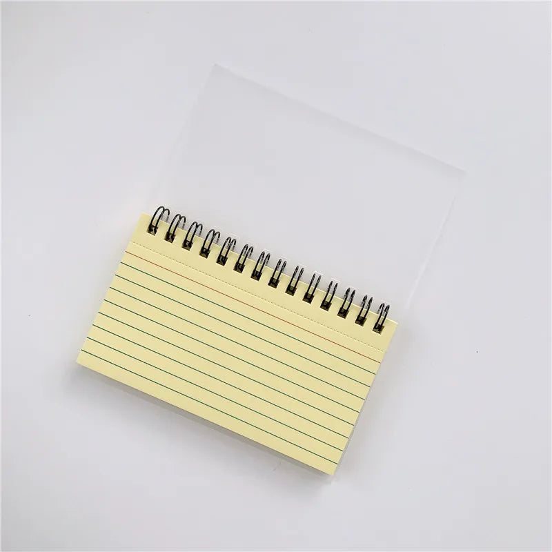 50 Sheets/book Colorful Tearable Spiral Notebook Horizontal Line Minimalist Transparent Cover Memo Pad School Office Writing Pad