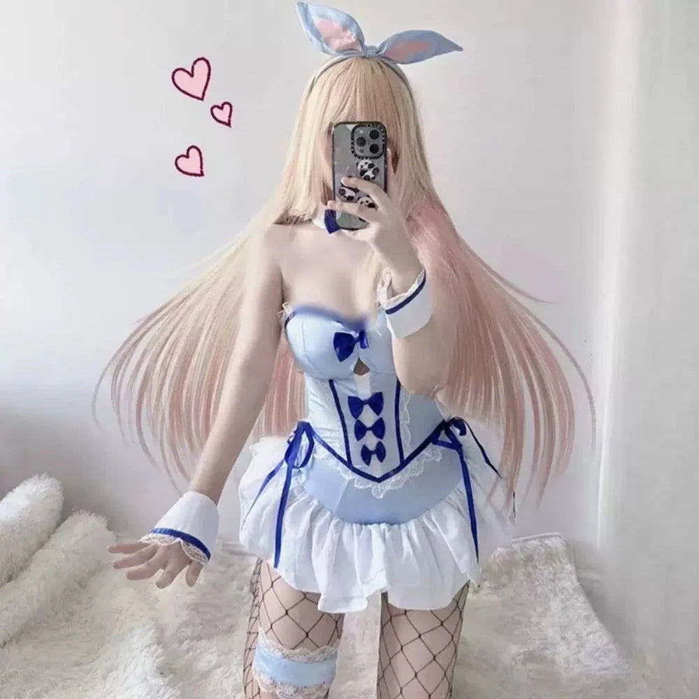 Anime My Dress Up Darling Kitagawa Marin Cosplay Costume Girl Blue Dress Cute Sexy Bunny Girl Uniform Halloween Clothes Outfit