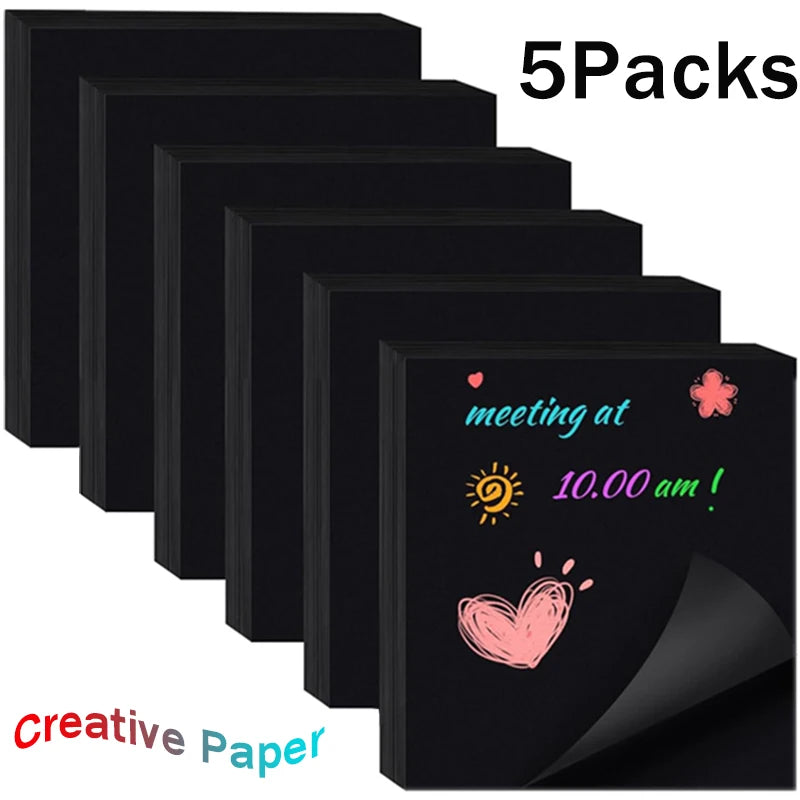 50 Sheets/pack Creative Paper Black Sticky Notes Self-Stick Notes Pads Posted It Notepad School Home Office Stationery Supplies