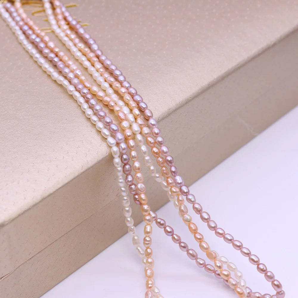 AA Natural Freshwater Pearl Necklace Rice Shape Pearls Jewelry for Women Wedding Gifts Fashion Copper Chain Chokers Necklace